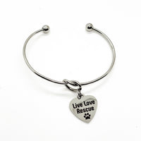 Pet Lover Gift, Live Love Rescue Charm Bracelet, Pet Owner Gift, Dog Owner Gift, Cat Owner Gift, Rescue Pet Owner, Pet Adoption Gift For Her