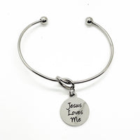 Faith Gift, Jesus Loves Me Charm Bracelet, Baptism Gift, Daughter Gift, Granddaughter Gift, Confirmation Gift, Sunday School Gifts