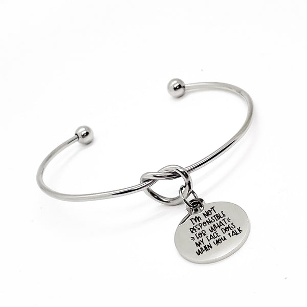 Funny Quotes, I’m Not Responsible For What My Face Does When You Talk Charm Bracelet, Friend Gifts, Girlfriend Gifts, Funny Gift For Her