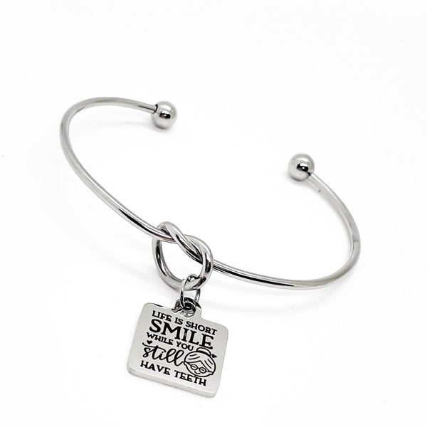 Fun Gifts, Life Is Short Smile While You Still Have Teeth Charm Bracelet, Friend Gift, Birthday Gift, Aging Humor, Mom Gift, Wife Gift