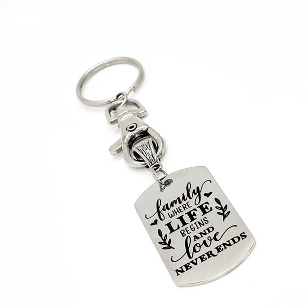 Family Gifts, Family Where Life Begins And Love Never Ends Family Keychain, Family Reunion Gifts, Family Gathering, Family Love