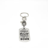 Strong Friend Gift, Not Fragile Like A Flower Fragile Like A Bomb Keychain Gift, Gift For Her, Strong Woman Gift, Affirmation Gift