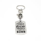 Strong Friend Gift, Not Fragile Like A Flower Fragile Like A Bomb Keychain Gift, Gift For Her, Strong Woman Gift, Affirmation Gift
