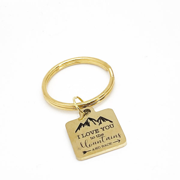 Love Gift, I Love You To The Mountains And Back Keychain, Love Keychain, Son Gift, Wife Gift, Daughter Gift, Charm Keychain, Love Charm
