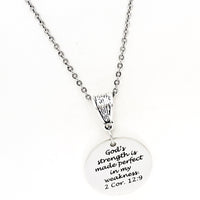 Faith Gift, Gods Strength Is Made Perfect In My Weakness Necklace, 2 Corinthians 12 9, Scripture Gift, Faith Jewelry, Gift For Her