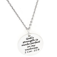 Faith Gift, Gods Strength Is Made Perfect In My Weakness Necklace, 2 Corinthians 12 9, Scripture Gift, Faith Jewelry, Gift For Her