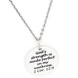 Faith Gift, Gods Strength Is Made Perfect In My Weakness Necklace, 2 Corinthians 12 9, Scripture Gift, Faith Jewelry, Gift For Her