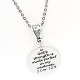 Faith Gift, Gods Strength Is Made Perfect In My Weakness Necklace, 2 Corinthians 12 9, Scripture Gift, Faith Jewelry, Gift For Her