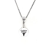 Medical Notice Necklace, Codeine Allergy Necklace, Codeine Allergy, Medicine Allergy Jewelry, Medical Awareness Necklace, Gift For Her