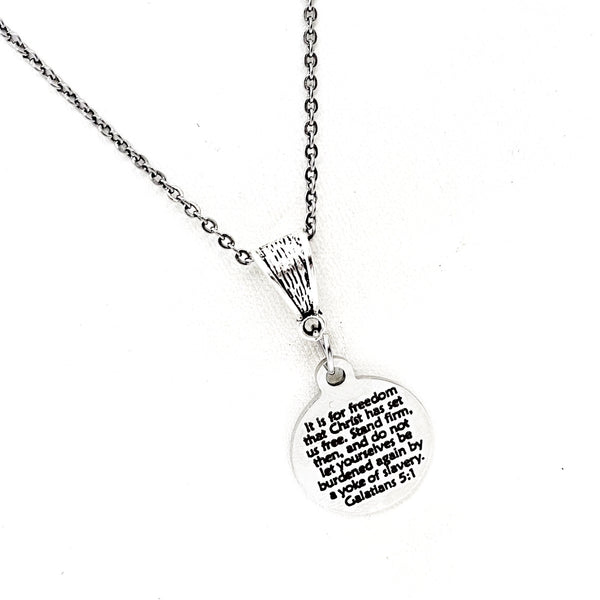 Scripture Gifts, Christ Has Set Us Free Necklace, Galatians 5 1 Jewelry, Scripture Quotes, Faith Jewelry Gifts, Freedom In Christ