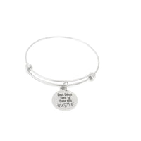 Success Gift, Good Things Come To Those Who Hustle Bracelet, Stacking Bangle, Success Quote, Motivating Gift, Success Jewelry, Gift For Her