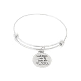 Success Gift, Good Things Come To Those Who Hustle Bracelet, Stacking Bangle, Success Quote, Motivating Gift, Success Jewelry, Gift For Her