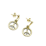 Peace Sign Earrings, Peace Gifts, Daughter Gift, Peace Lover Gift, Wife Gift, Peace Charm Earrings, Goldtone Peace Charms