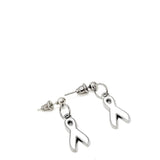 Silvertone White Ribbon Earrings, Bone Cancer Awareness Gifts, White Ribbon Awareness Charm, Gift For Her, Wife Gift, Recovery Gift
