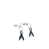 Silver-tone Black Ribbon Earrings, Awareness Gifts, Melanoma, Sleep Disorders Awareness Charm, Gift For Her, Wife Gift, Awareness Gift