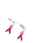 Silver-tone Red Ribbon Earrings, Awareness Gifts, AIDS HIV Heart Disease Awareness Charm, Gift For Her, Wife Gift, Awareness Gift