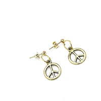 Peace Sign Earrings, Peace Gifts, Daughter Gift, Peace Lover Gift, Wife Gift, Peace Charm Earrings, Goldtone Peace Charms