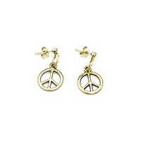 Peace Sign Earrings, Peace Gifts, Daughter Gift, Peace Lover Gift, Wife Gift, Peace Charm Earrings, Goldtone Peace Charms