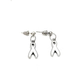 Silvertone White Ribbon Earrings, Bone Cancer Awareness Gifts, White Ribbon Awareness Charm, Gift For Her, Wife Gift, Recovery Gift