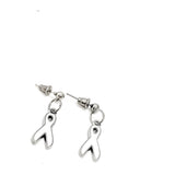 Silvertone White Ribbon Earrings, Bone Cancer Awareness Gifts, White Ribbon Awareness Charm, Gift For Her, Wife Gift, Recovery Gift