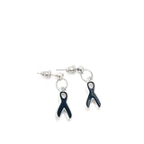 Silver-tone Black Ribbon Earrings, Awareness Gifts, Melanoma, Sleep Disorders Awareness Charm, Gift For Her, Wife Gift, Awareness Gift