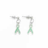 Silver-tone Green Ribbon Earrings, Awareness Gifts, Glaucoma, TBI, Mental Illness Awareness Charm, Gift For Her, Wife Gift, Awareness Gift