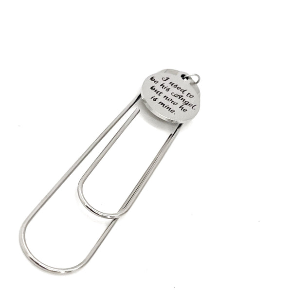 Memorial Gift, I Used To Be His Angel But Now He Is Mine Charm Bookmark, Remembering Dad, Death Of Dad, Remembering Grandfather, Husband
