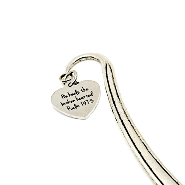 He Heals The Broken Hearted Charm Bookmark, Psalm 147 3, Sympathy Gift, Loss Of Loved One, Grief Support Gift, Reader Gift, Difficult Times