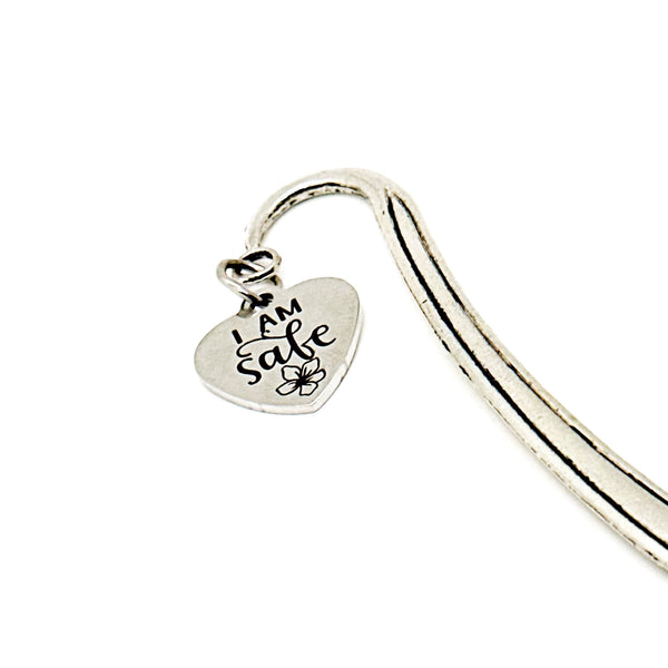 I Am Safe Bookmark, Reader Gift, Charm Bookmark, Recovery Gift For Her, Daughter Gift, Wife Gift, Mom Gift, Encouraging Her, Motivating