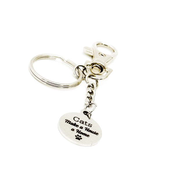 Cats Make A House A Home Charm Keychain, Gift For Cat Owner, New Cat Owner, Cat Adoption Gift, Cat Gift Box, Cat Lover, Kitten Owner Gift