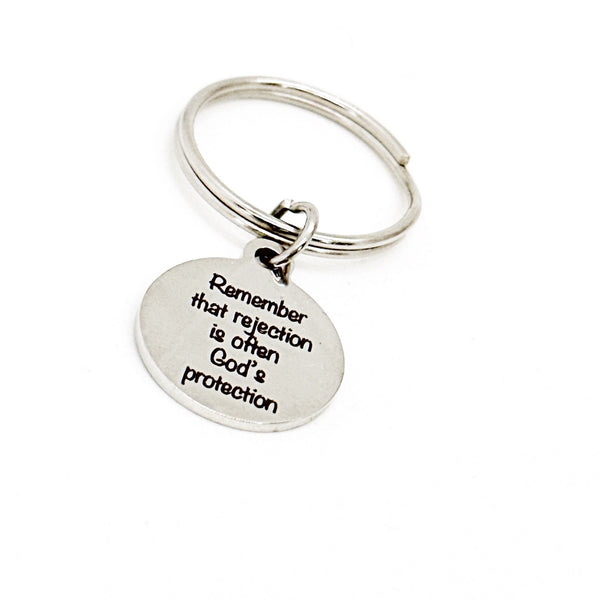 Remember That Rejection Is Often God’s Protection Charm Keychain, God Is Protecting You, Protection Gift, Tough Times Gift, Job Loss Gift