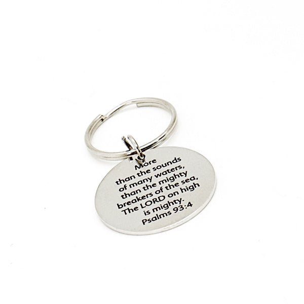 The Lord On High Is Mighty Charm Keychain, Psalm 93 4, Scripture Quote, Faith Gift, Bible Verse Gifts, More Than The Sounds Of Many Waters