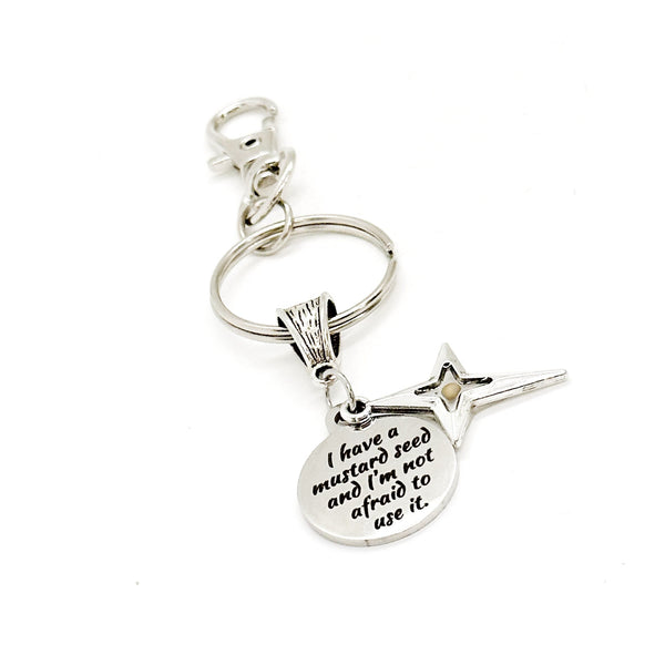 I Have A Mustard Seed Star Cross Keychain, Faith Gift, Matthew 17 20, Christian Gifts, Baptism Gift, Sunday School Gifts, Bible Study Gifts