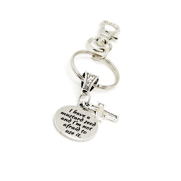 I Have A Mustard Seed Heart Cross Keychain, Faith Gift, Matthew 17 20, Christian Gifts, Baptism Gift, Sunday School Gifts, Bible Study Gifts