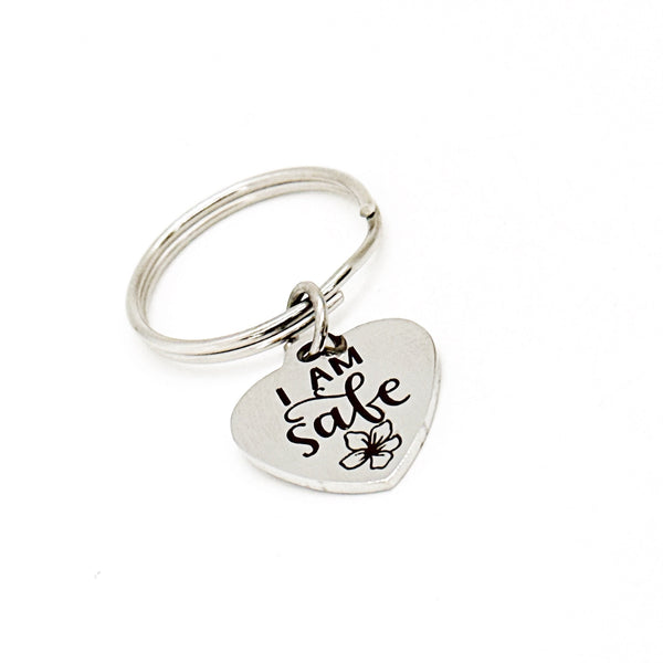I Am Safe Charm Keychain, Daughter Gift, Granddaughter Gift, Wife Gift, Safety Prayer, Gift For Her, Gift For Him, Love Gifts, New Car Gift