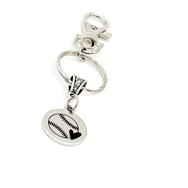 Love Baseball Charm Keychain, Love Softball Charm Keychain, Gift For Her, Gift For Him, Baseball Mom, Softball Mom, Softball Player