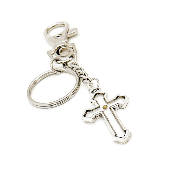 Mustard Seed Cross Keychain, Matthew 17 20 Faith Gift, Christian Gift, Scripture Gift, Baptism Gift, Mustard Seed Faith, Sharing Faith