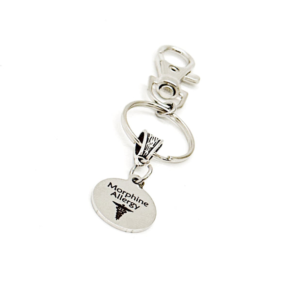 Morphine Allergy Charm Keychain, Clip On Charm Keychain, Medication Allergy, Allergy Notice, Medical Notice Awareness Gift