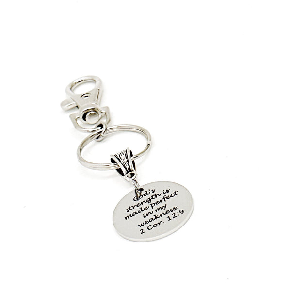 God’s Strength Is Made Perfect In My Weakness Keychain, 2 Corinthians 12 9, Faith Gift, Christian Gifts, Baptism Gift, Scripture Quotes