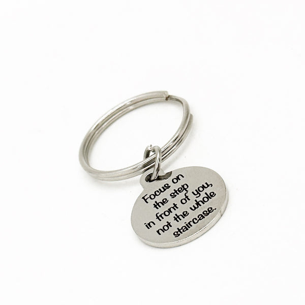 Focus On The Step In Front Of You Charm Keychain, Not The Whole Staircase, Recovery Gifts, Recovering, Big Goals, Dream Big, Entrepreneur
