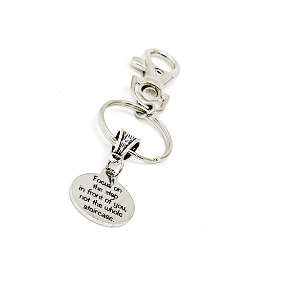 Focus On The Step In Front Of You Charm Keychain, One Step At A Time, Encouragement Gift, Motivating Gift, Encouraging Her, Son Gift
