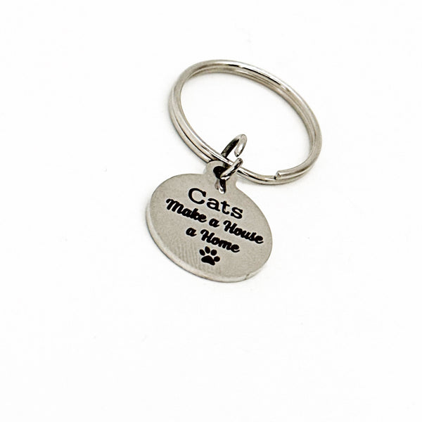 Cats Make A House A Home Charm Keychain, Cat Owner Gift, Cat Lover Gift, New Cat, New Kitten, Cat Adoption, Kitten Adoption, Gift For Her