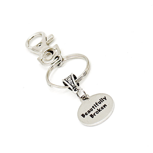 Beautifully Broken Charm Keychain, Recovery Gifts, Fresh Start, New Beginnings, Motivating Gift, Friend Gift, Broken But Beautiful