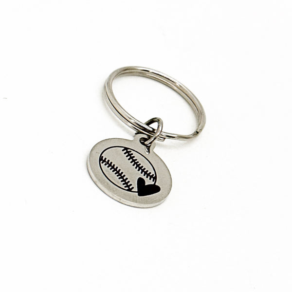 Baseball Heart Charm Keychain, Softball Heart, Love Baseball, Love Softball, Softball Player, Baseball Player, Mom Gift, Team Gifts