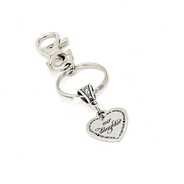 Our Daughter Charm Keychain From Mom And Dad, We Love You, You Are Our Everything, Birthday Gift, Graduation Gift, Gift For Her