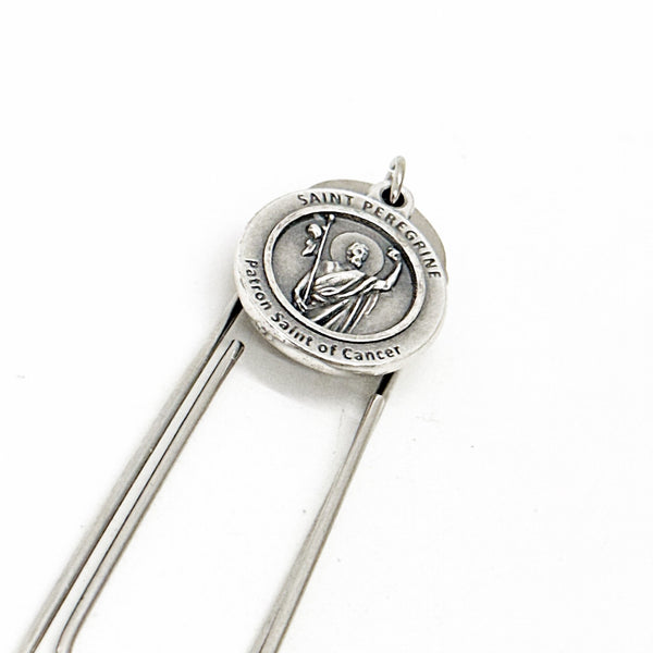 Saint Peregrine Charm Bookmark, Patron Saint of Cancer, Bible Bookmarks, Faith Gifts, Cancer Survivor, Cancer Treatment Gifts, Book Gifts