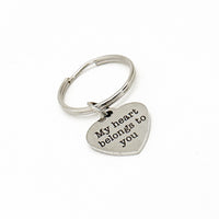 My Heart Belongs To You Charm Keychain, Wife Gift, Husband Gift, Wedding Gift, Boyfriend Gift, Girlfriend Gift, Gift For Her, Gift For Him