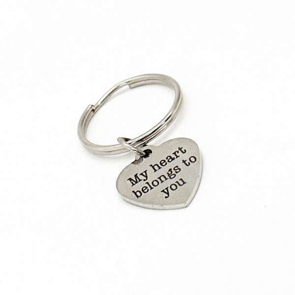 My Heart Belongs To You Charm Keychain, Wife Gift, Husband Gift, Wedding Gift, Boyfriend Gift, Girlfriend Gift, Gift For Her, Gift For Him