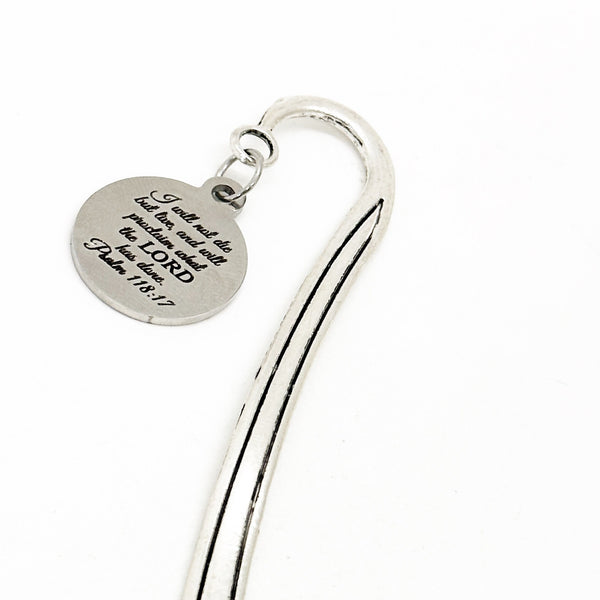 I Will Not Die But Live Charm Bookmark, Proclaim What The Lord Has Done, Faith Healing, Scripture Gift, Psalm 118 17, Recovery Gift