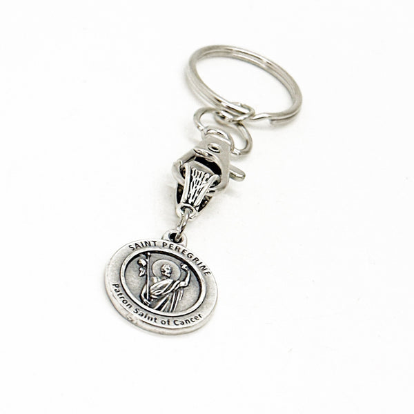 Saint Peregrine Charm Keychain, Patron Saint Of Cancer, Catholic Saints Gift, Faith Gift, Cancer Prayers, Cancer Survivor, Fighting Cancer